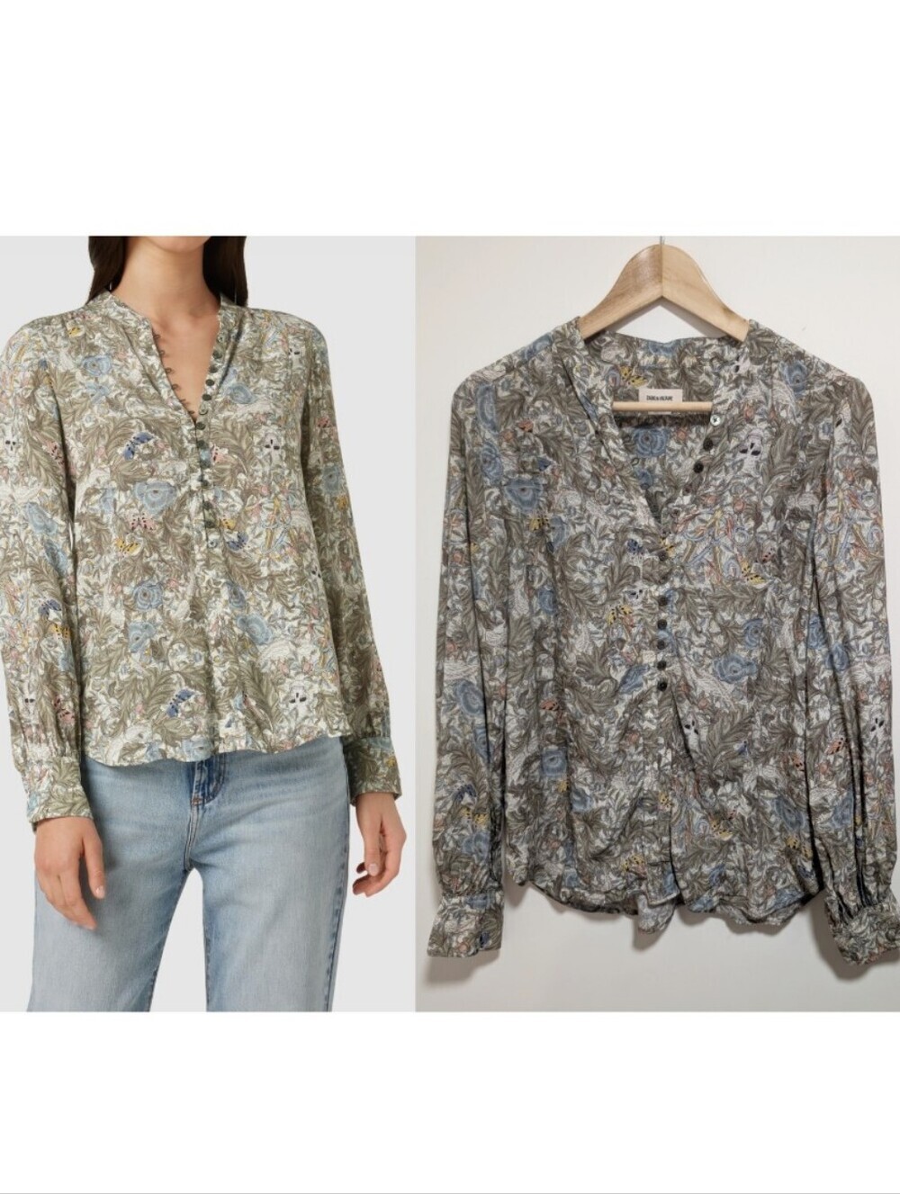 Zadig & Voltaire | Twina Soft British Flowers Blouse In Sage Floral